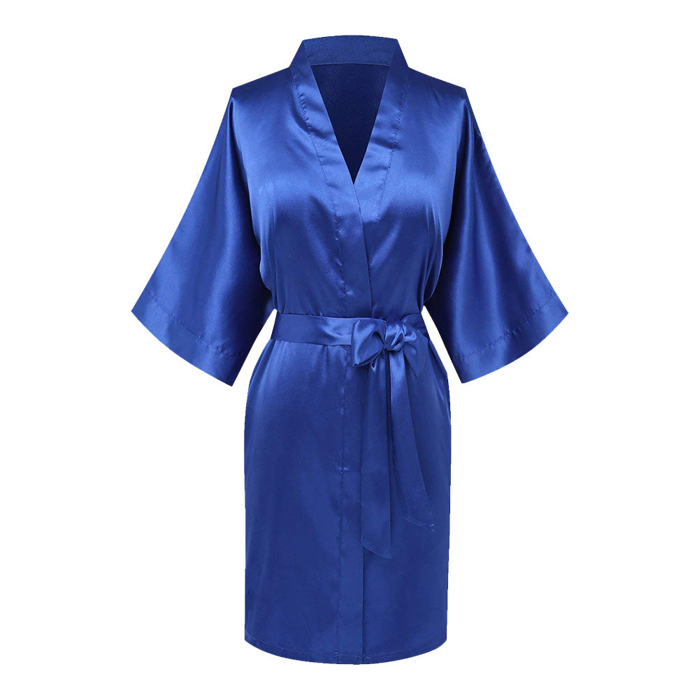 Crystal Logo Satin Robe (Royal Blue)