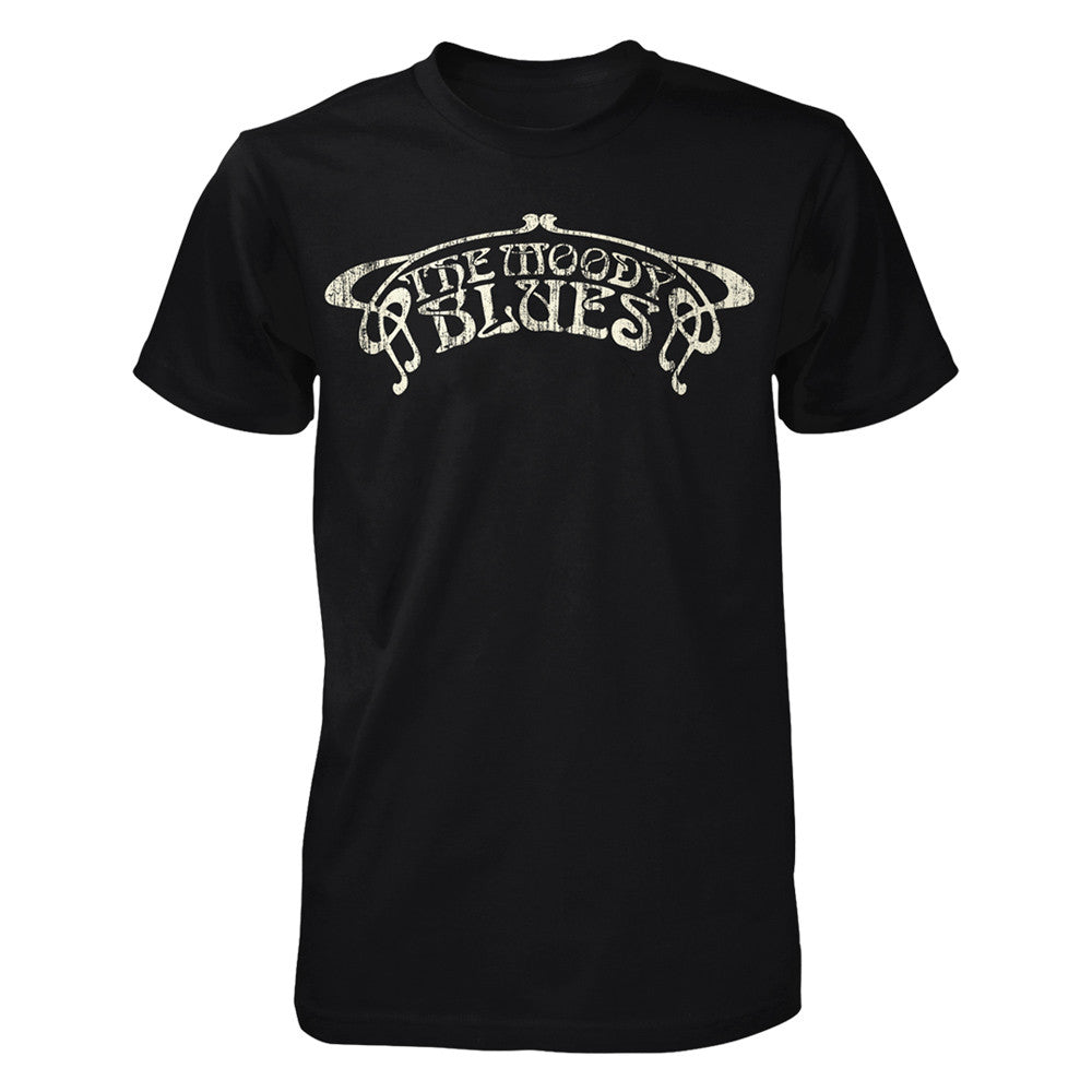 Moody Blues Distressed Logo Black T-shirt-X-Large