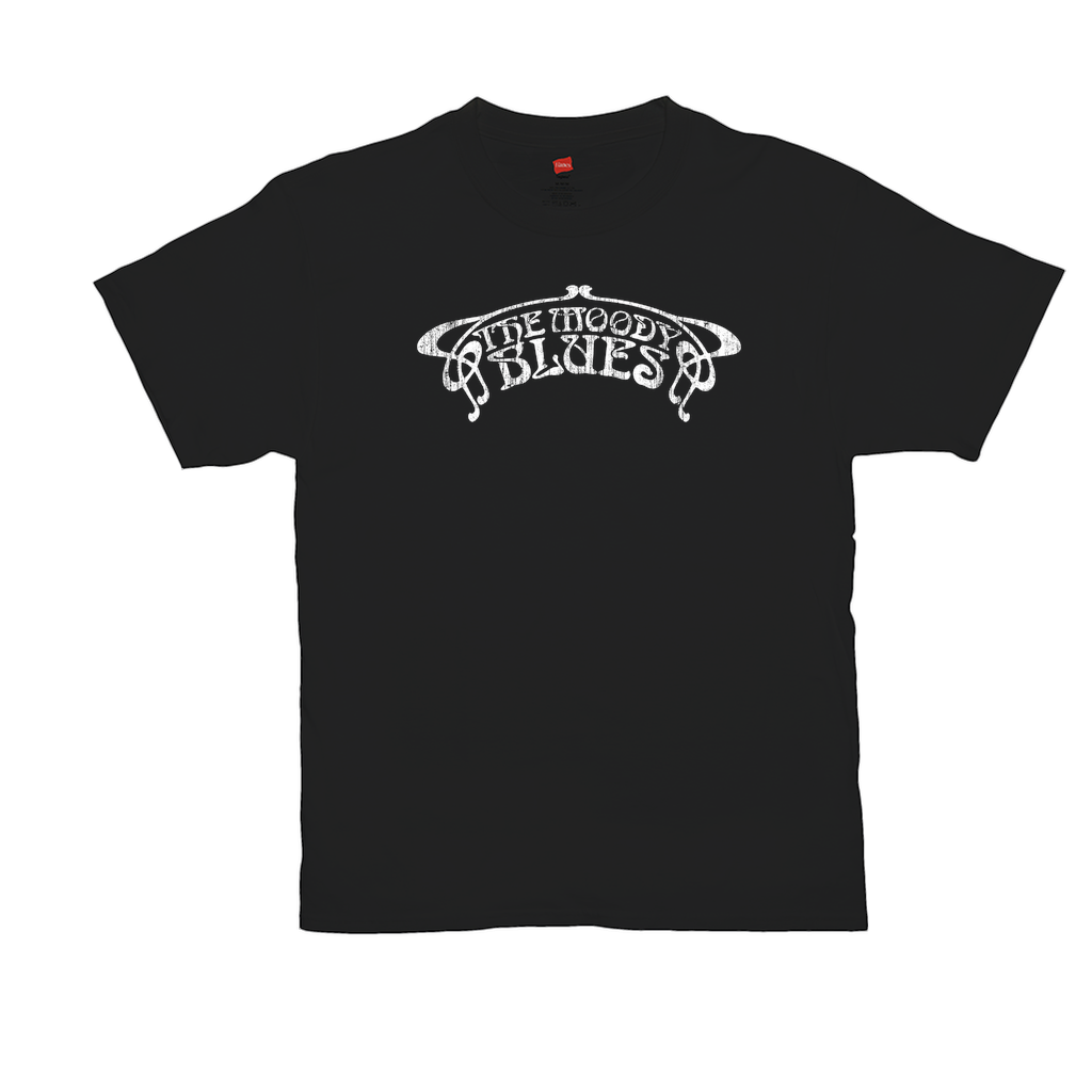 Moody Blues Distressed White Logo Tee